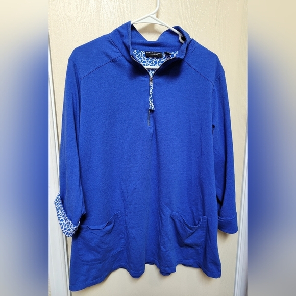 Susan Graver Blue Quarter-Zip Pullover - Picture 1 of 4